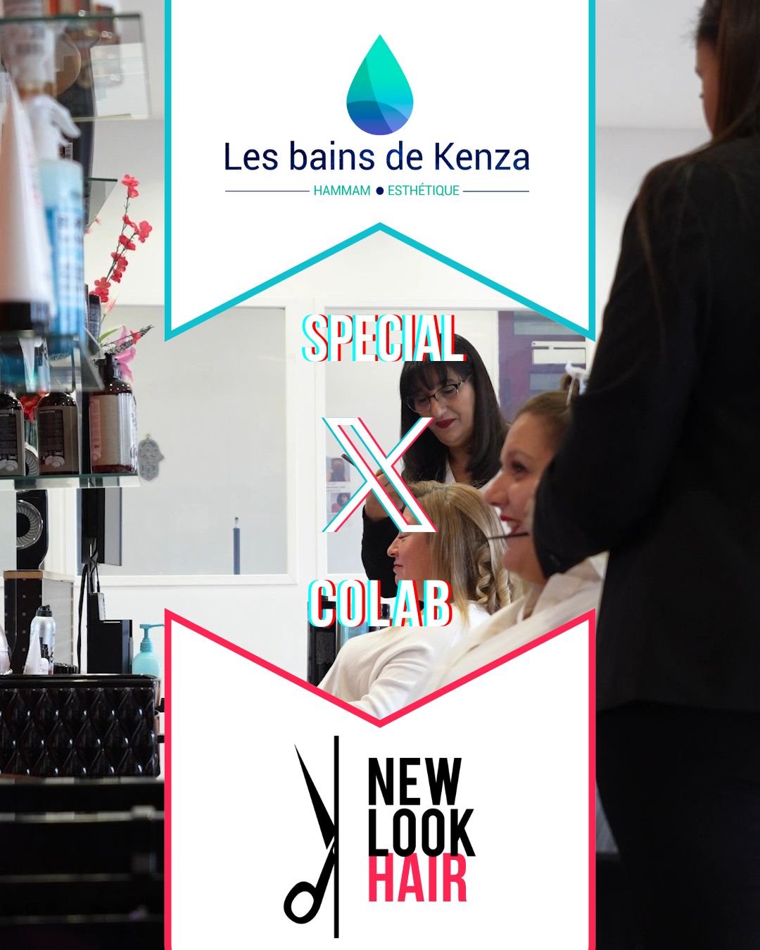 le salon de coiffure New Look Hair en partenariat avec Les bains de Kenza propose aux clientes des bains de Kenza des offres spéciales.